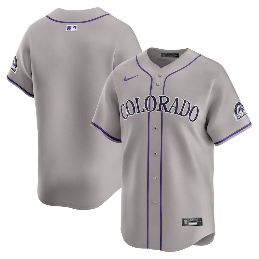 Men Colorado Rockies Blank Nike Gray Road Limited MLB Jersey->->